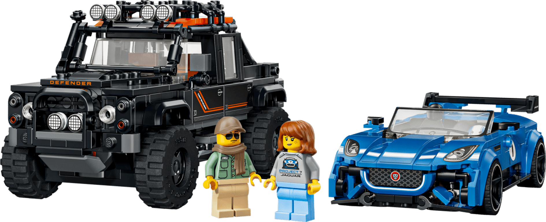 LEGO® Speed Champions Jaguar Project 7 & Land Rover Defender components