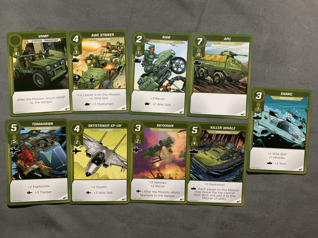 G.I. JOE Deck-Building Game cartes