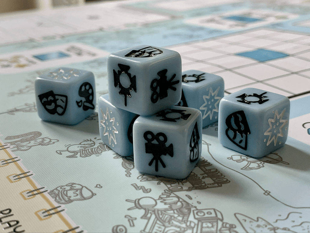 Roll Camera! The Filmmaking Board Game dice