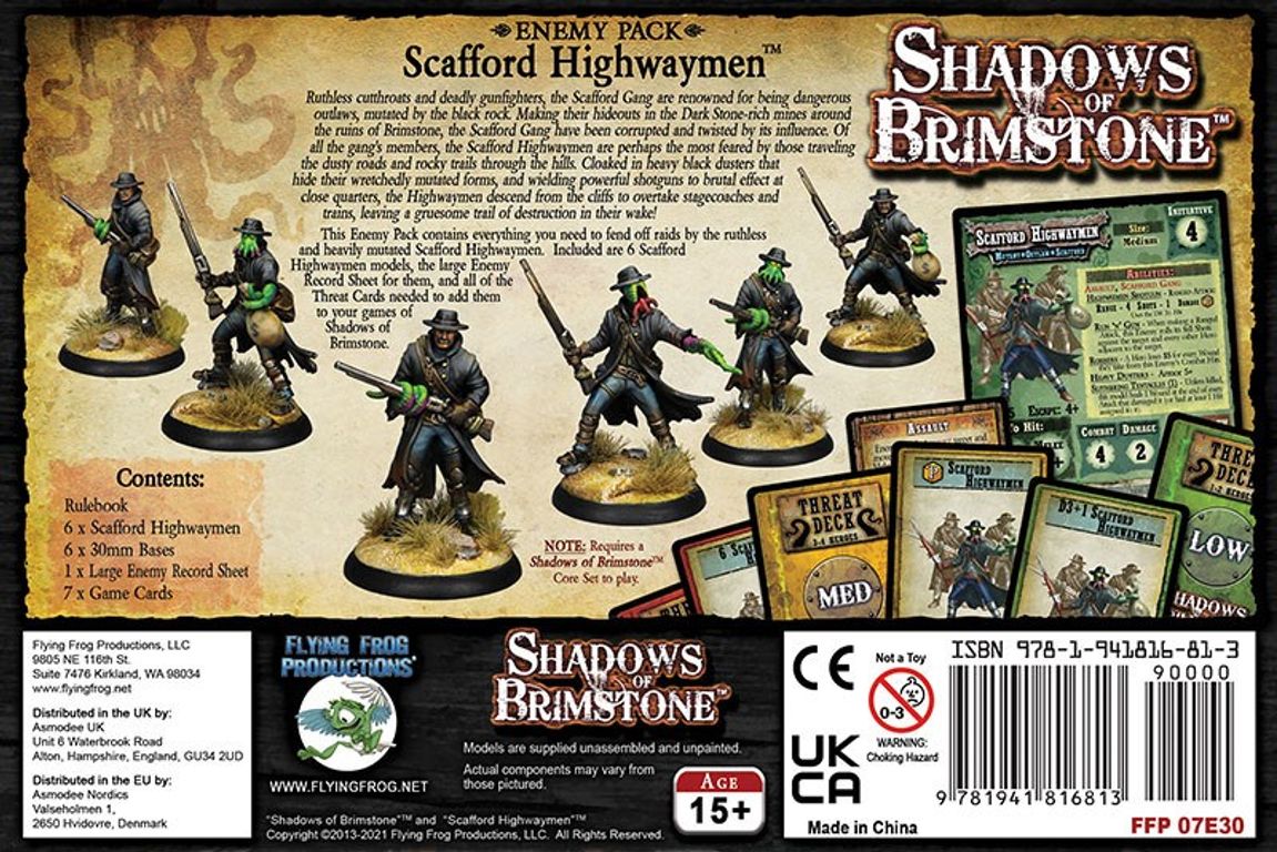 Shadows of Brimstone: Scafford Highwaymen Enemy Pack parte posterior de la caja