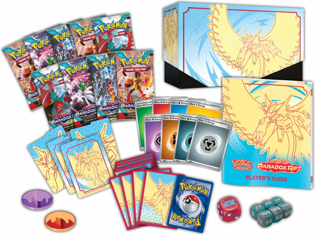 Pokémon TCG: Scarlet & Violet-Paradox Rift Elite Trainer Box components