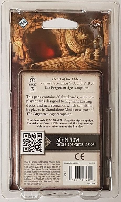 Arkham Horror: The Card Game – Heart of the Elders: Mythos Pack back of the box