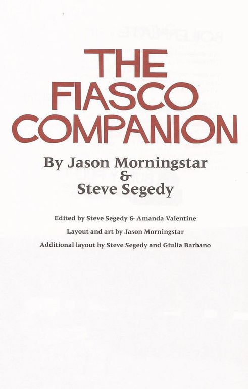 The Fiasco Companion manuale