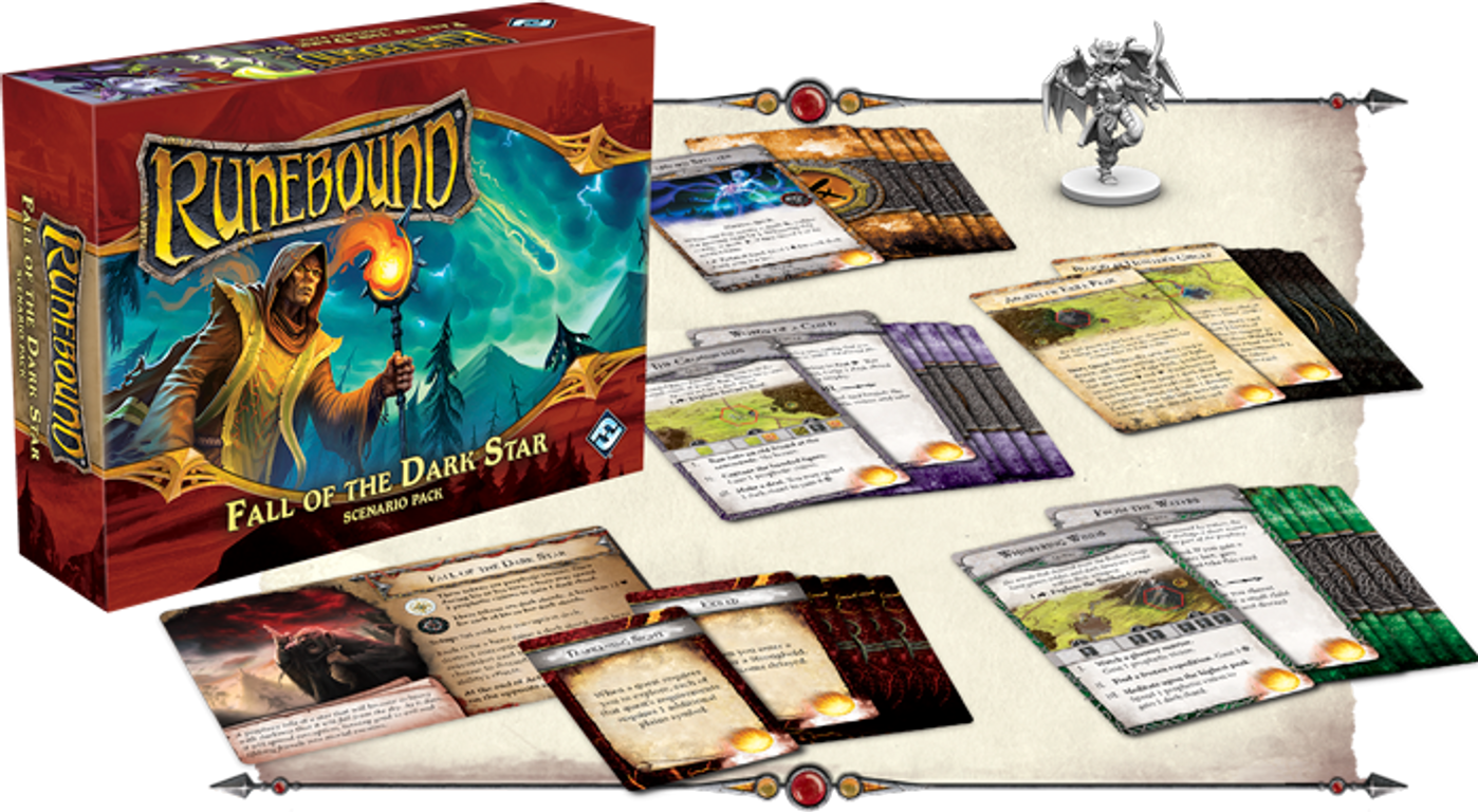 Runebound (Third Edition): Fall of the Dark Star - Scenario Pack components