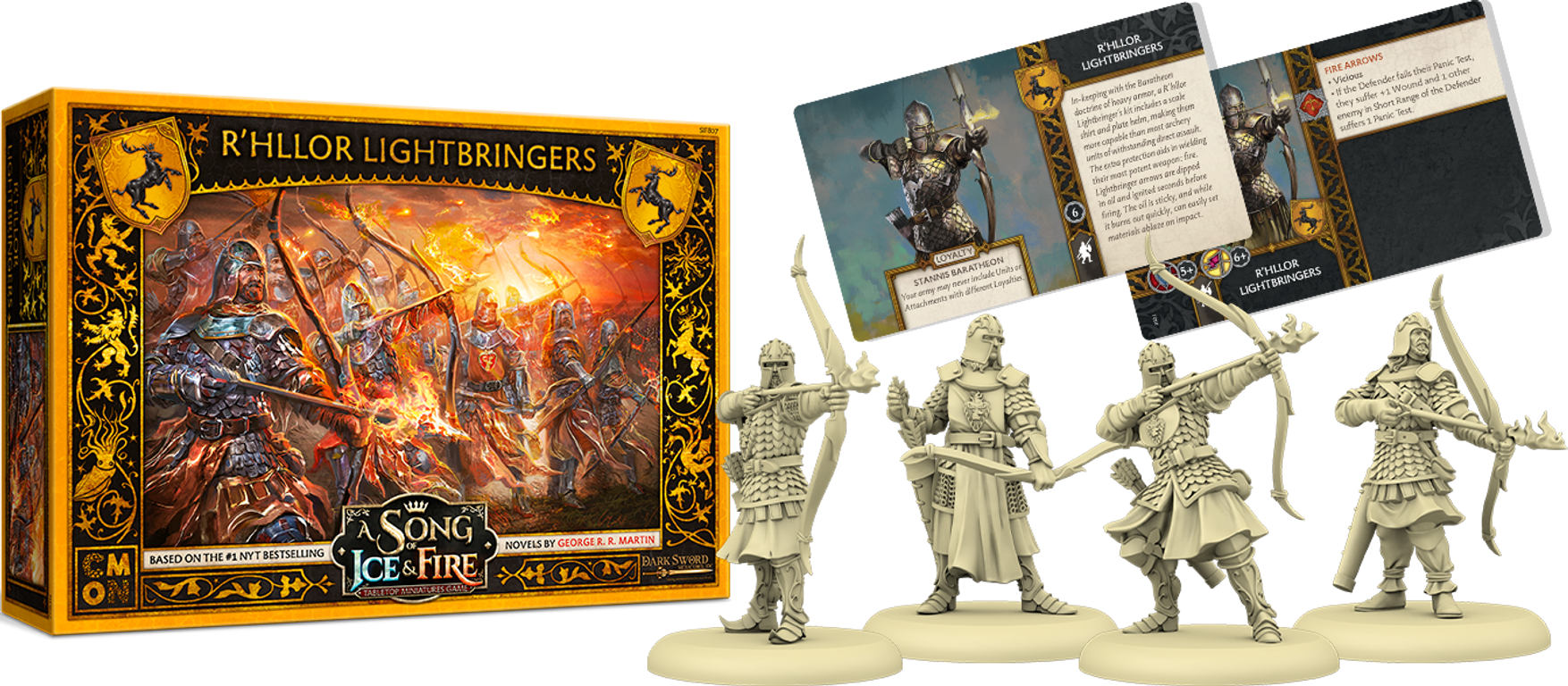A Song of Ice & Fire: Tabletop Miniatures Game – R'hllor Lightbringers componenten