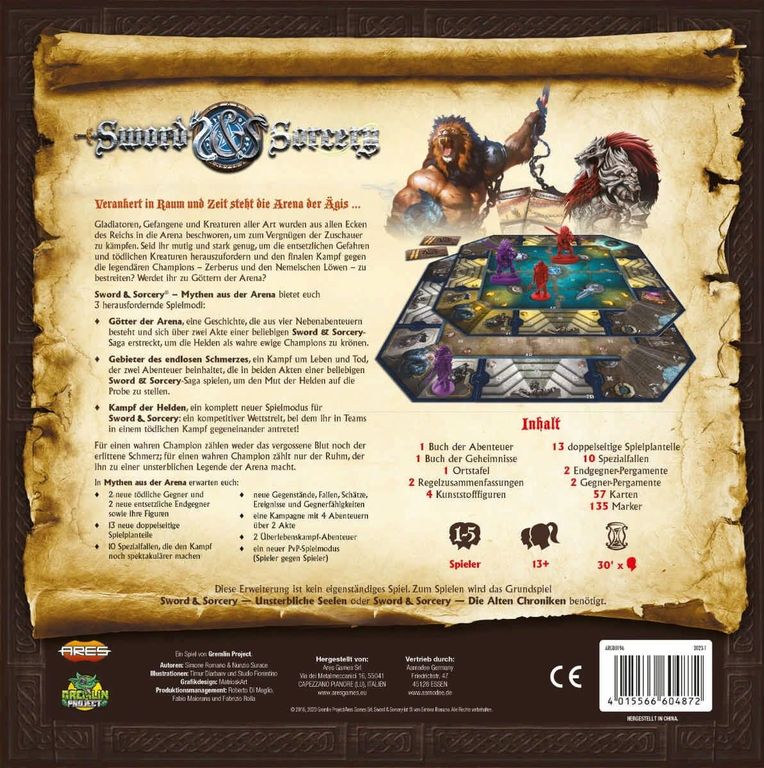 Sword & Sorcery: Myths of the Arena rückseite der box