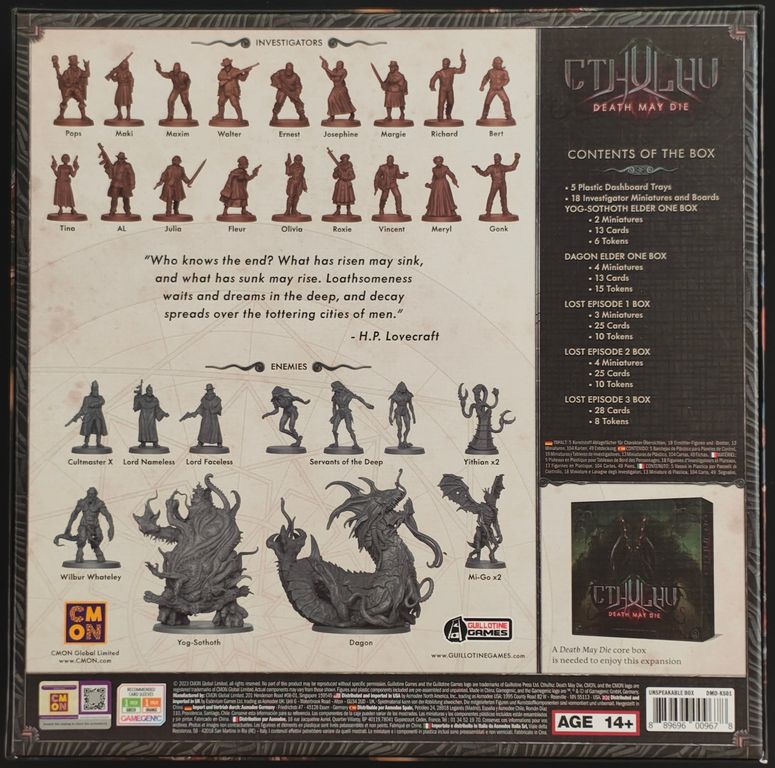 Cthulhu: Death May Die – Unspeakable Box achterkant van de doos