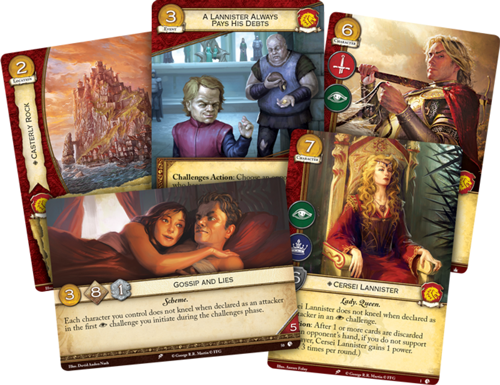 A Game of Thrones: The Card Game (Second Edition) – House Lannister Intro Deck cards