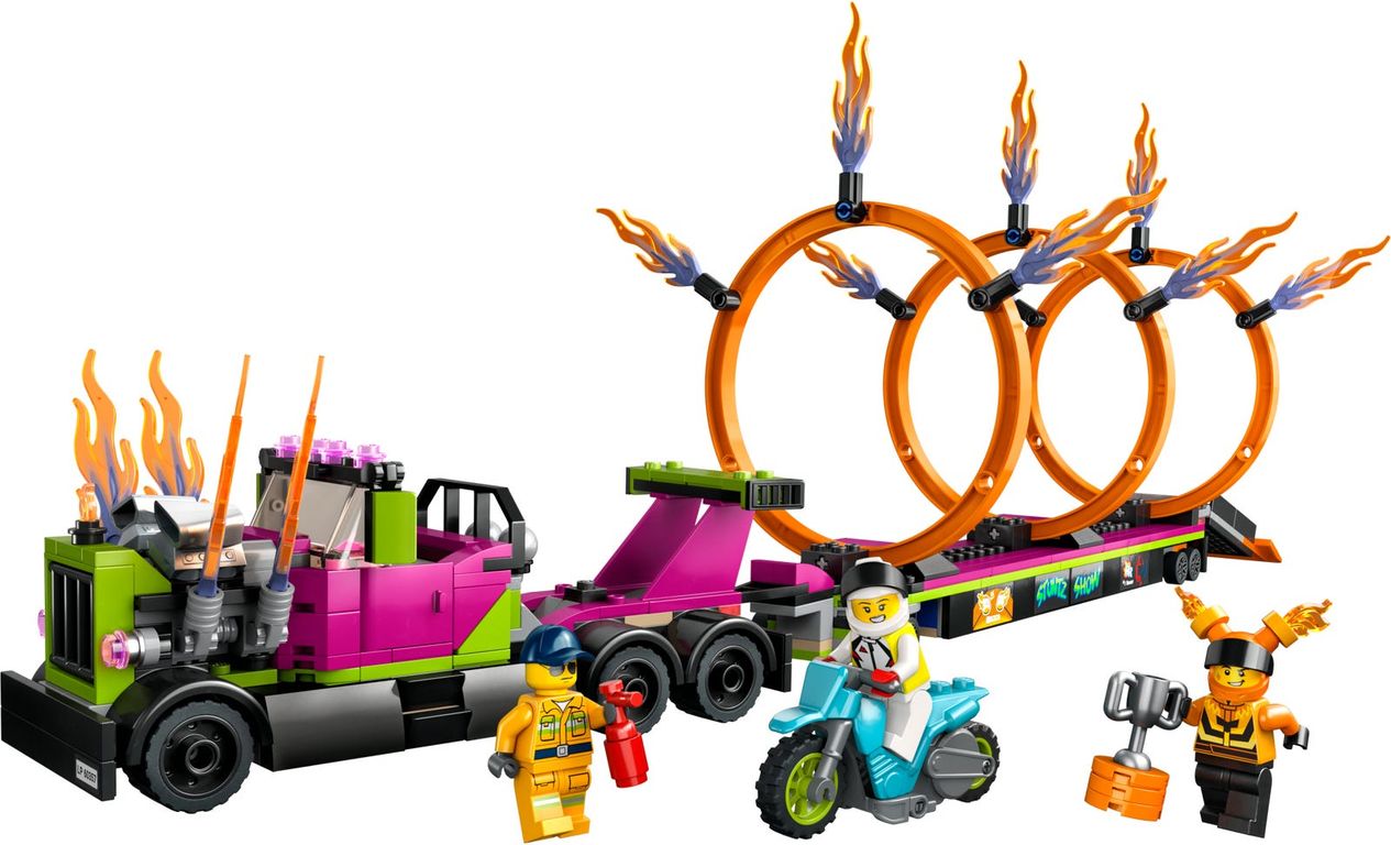 LEGO® City Stunt Truck & Ring of Fire Challenge components
