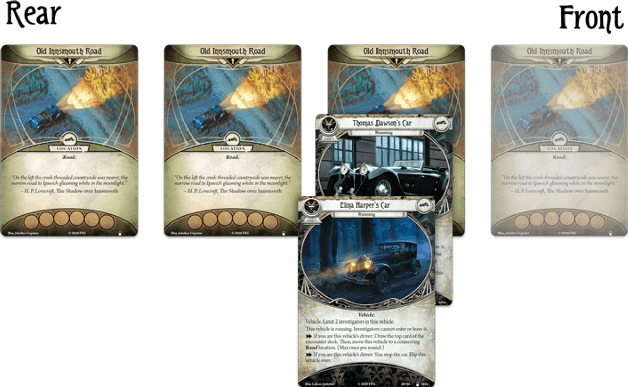 Arkham Horror: The Card Game – Horror in High Gear: Mythos Pack cards