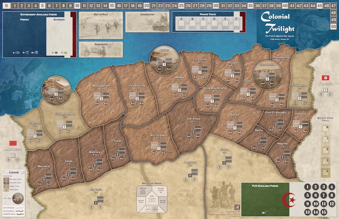 Colonial Twilight: The French-Algerian War, 1954-62 game board