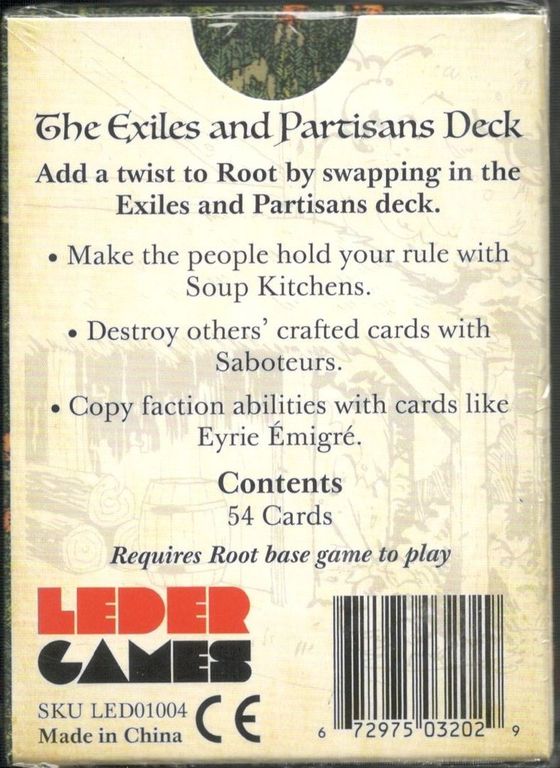 Root: The Exiles and Partisans Deck back of the box