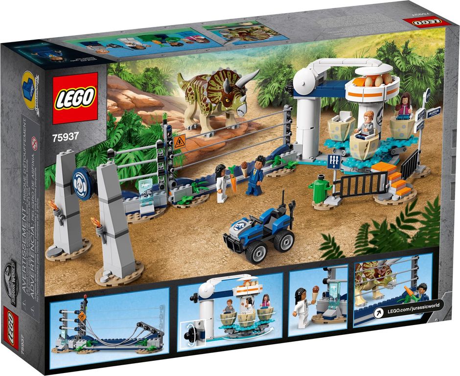 LEGO® Jurassic World La fureur du Tricératops dos de la boîte