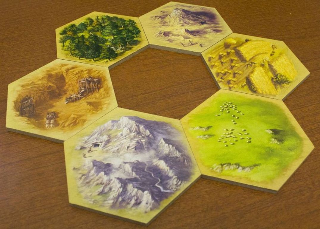 The Settlers of Catan: 15th Anniversary Wood Edition tiles
