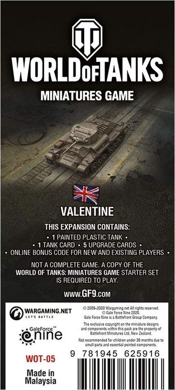 World of Tanks Miniatures Game: British – Valentine back of the box