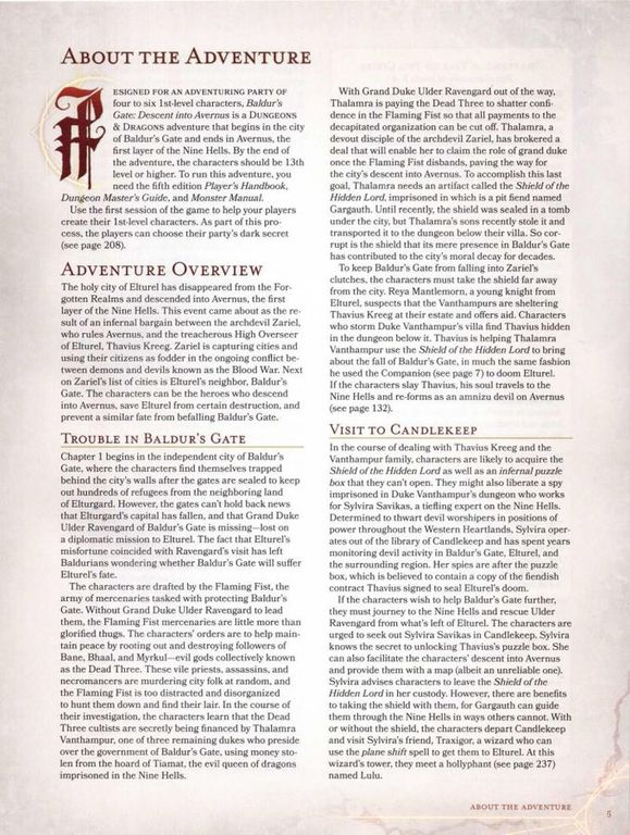 Baldur's Gate: Descent Into Avernus manual