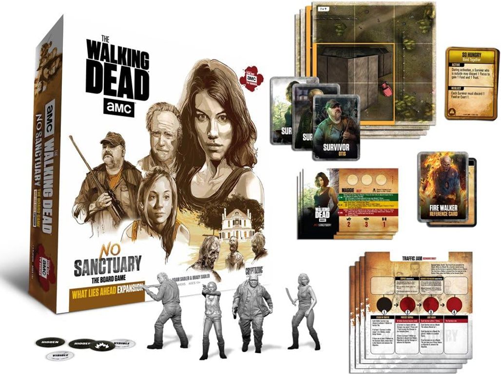 The Walking Dead: No Sanctuary - Expansion 1: What Lies Ahead components