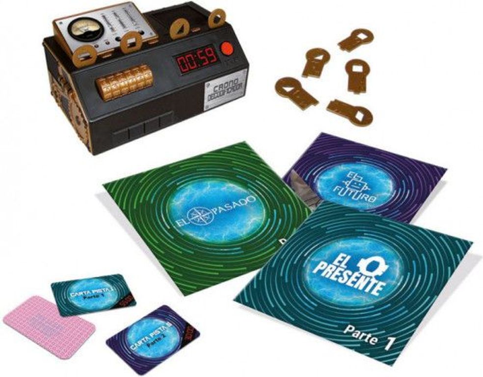 Escape Room: The Game – Family Edition: Time Travel components