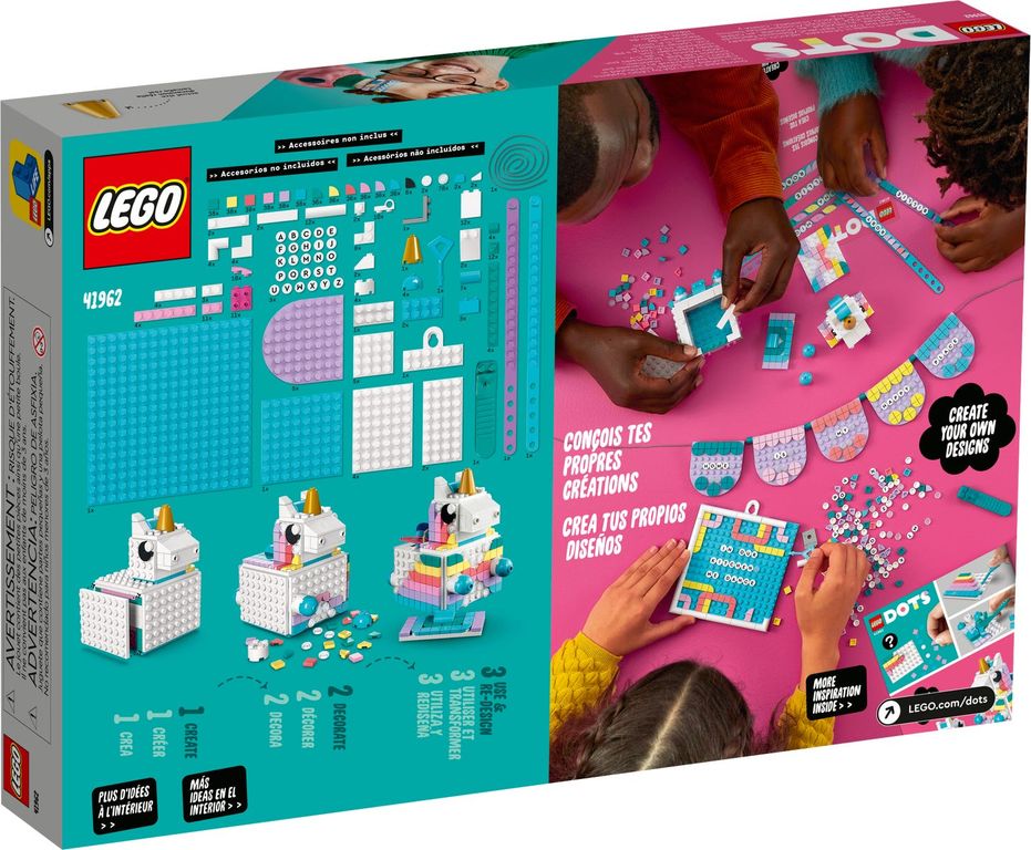 LEGO® DOTS Unicorn Creative Family Pack back of the box