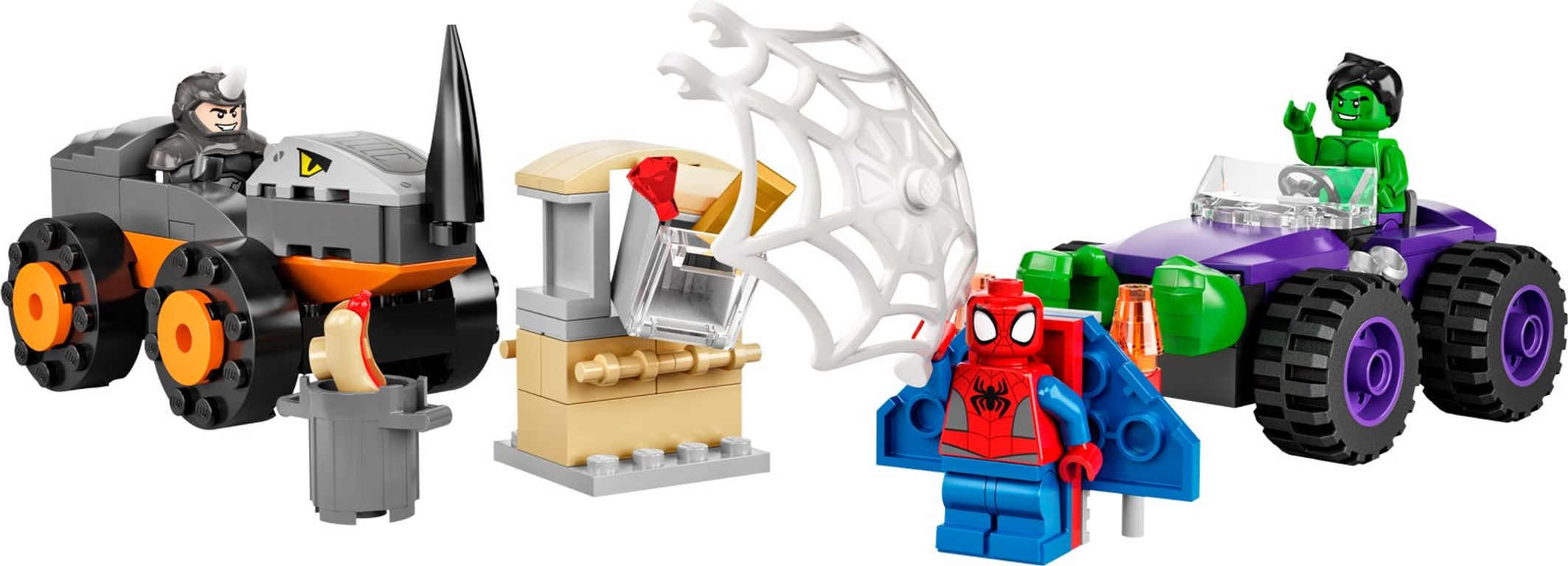 LEGO® Marvel Hulk vs. Rhino Truck Showdown components
