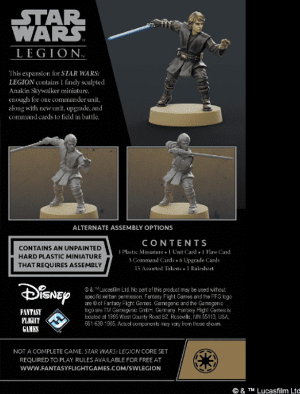 Star Wars: Legion – Anakin Skywalker Commander Expansion dos de la boîte