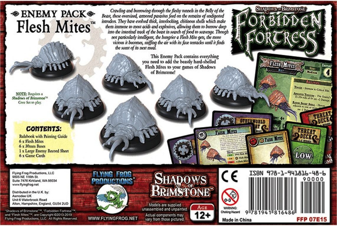 Shadows of Brimstone: Flesh Mites Enemy Pack achterkant van de doos