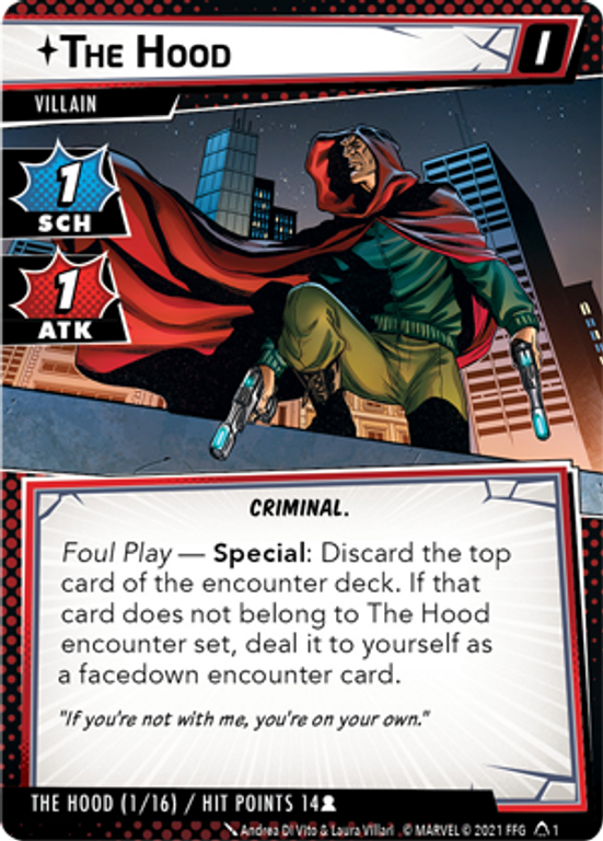 Marvel Champions: El Juego de Cartas – The Hood Pack de Escenario carta