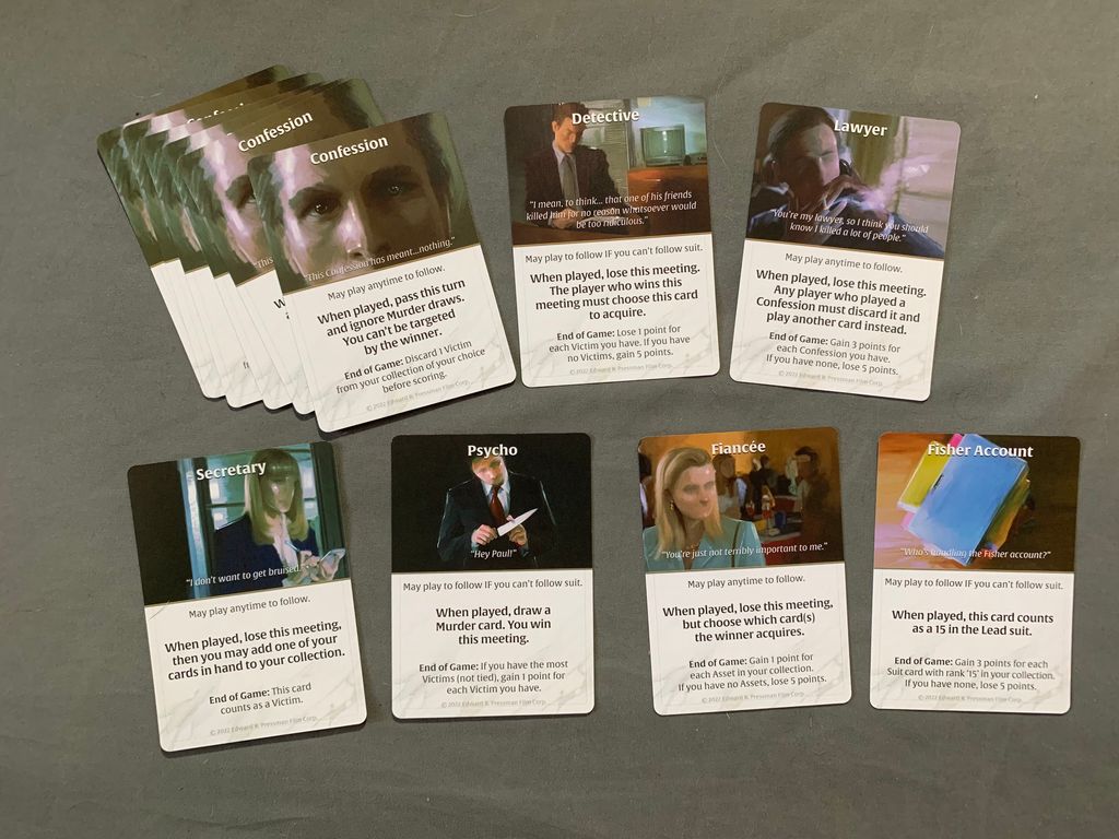 American Psycho: A Killer Game cartas