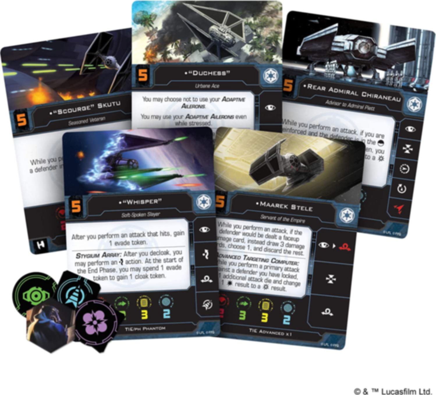 Star Wars: X-Wing (Second Edition) – Galactic Empire Conversion Kit componenten