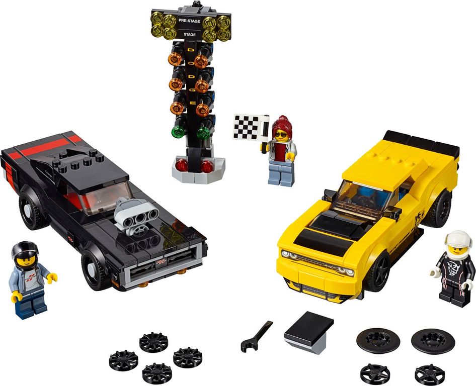 LEGO® Speed Champions Dodge Challenger SRT Demon 2018 et Dodge Charger R/T 1970 composants