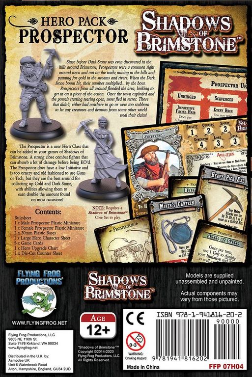 Shadows of Brimstone: Prospector Hero Pack back of the box