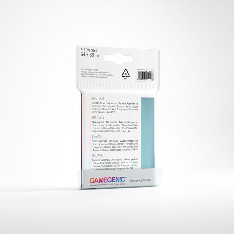 Gamegenic Thick Inner Sleeves (64 x 89 mm) back of the box