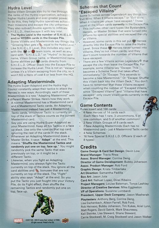 Legendary: A Marvel Deck Building Game – S.H.I.E.L.D. manual