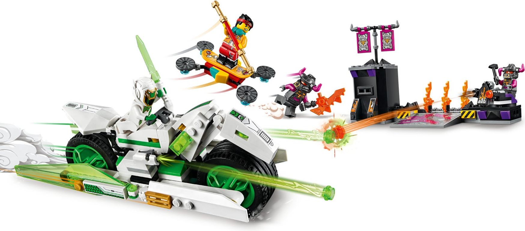 LEGO® Monkie Kid Bike des weißen Drachenpferds spielablauf