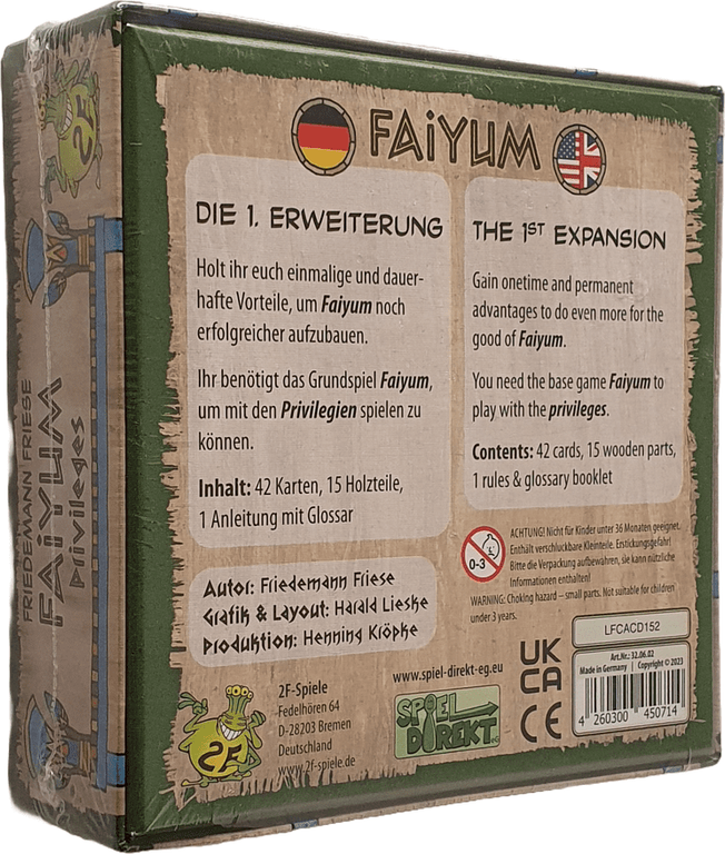 Faiyum: Privileges back of the box
