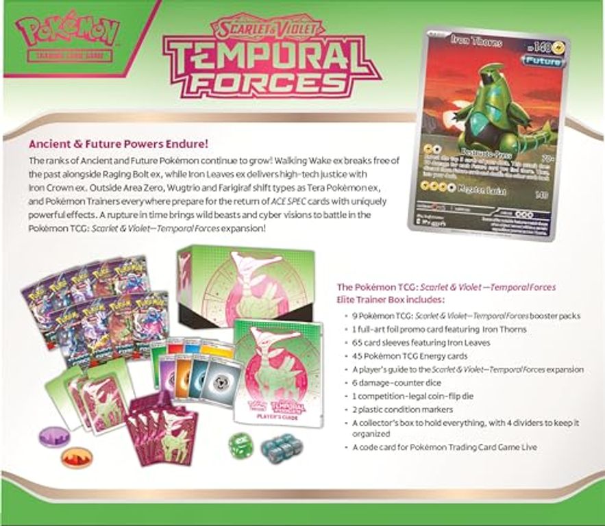 Pokémon TCG: Scarlet & Violet-Temporal Forces Pokémon Center Elite Trainer Box dos de la boîte