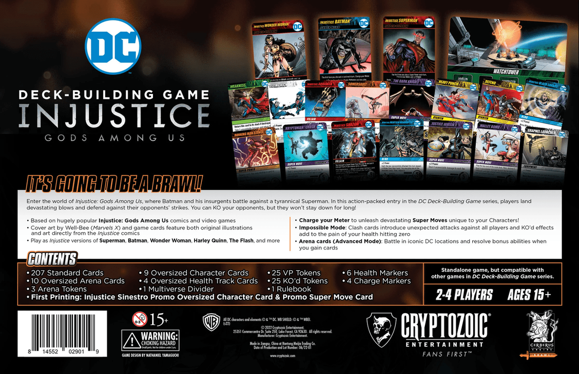 DC Deck-Building Game: Injustice achterkant van de doos