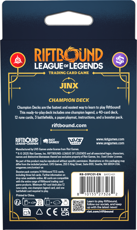 Riftbound TCG - League of Legends Origins Champion Deck back of the box