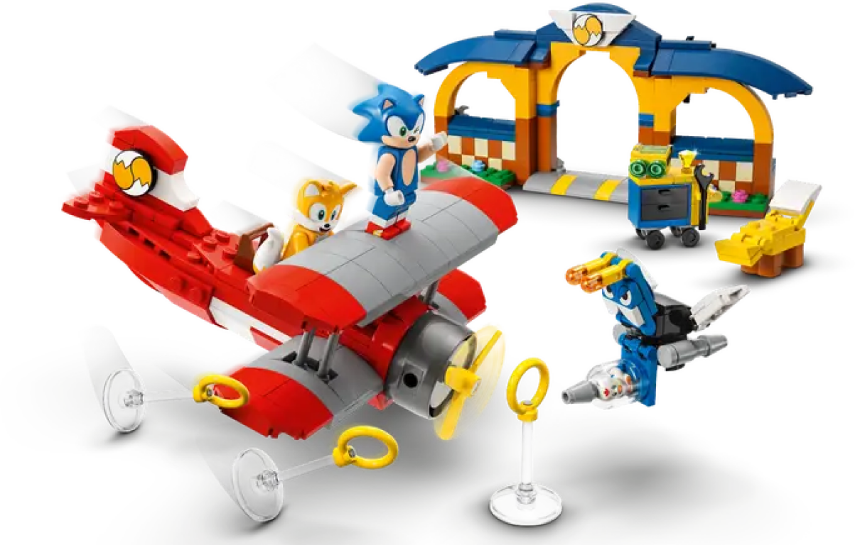 LEGO® Sonic The Hedgehog Tails' Workshop and Tornado Plane components