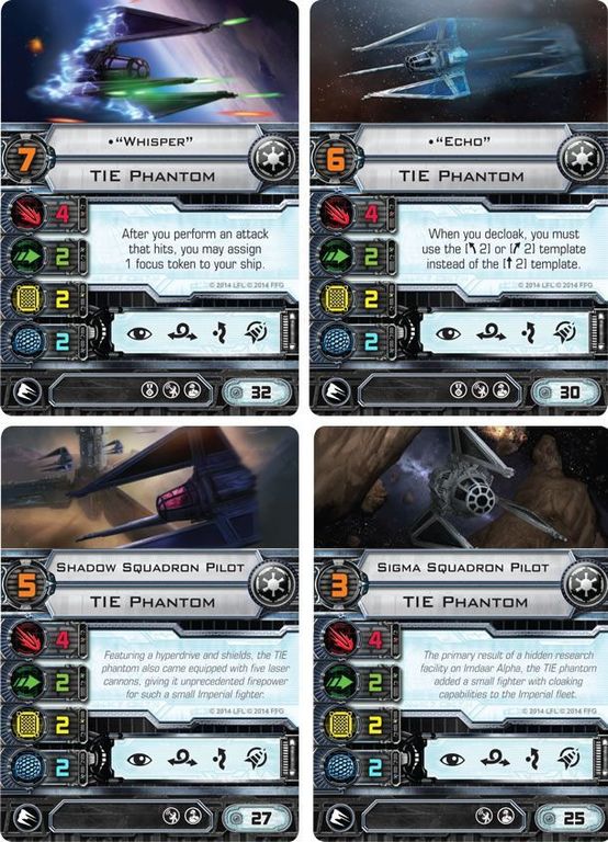Star Wars X-wing Tie Phantom kaarten