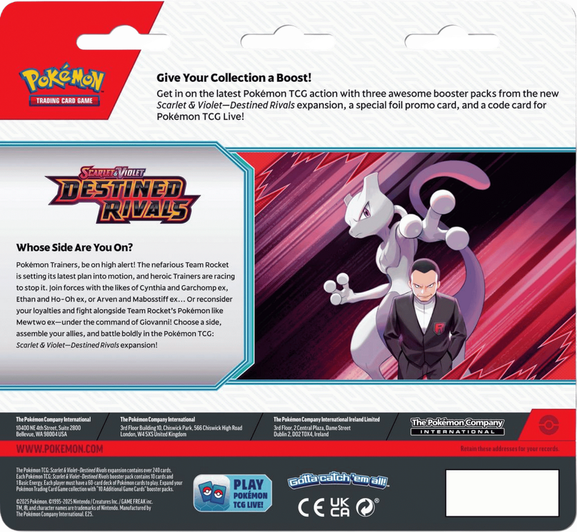 Pokémon Scarlet & Violet: Destined Rivals Booster Blister dos de la boîte