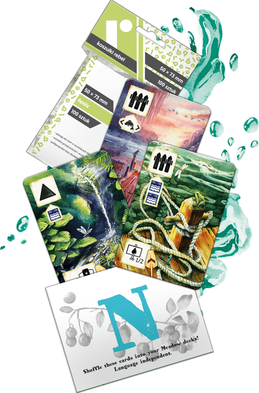 Meadow: Downstream – Cards & Sleeves Pack componenten