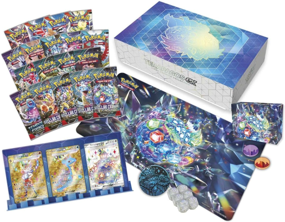 Pokémon Scarlet & Violet: Terapagos EX Ultra Premium Collection komponenten