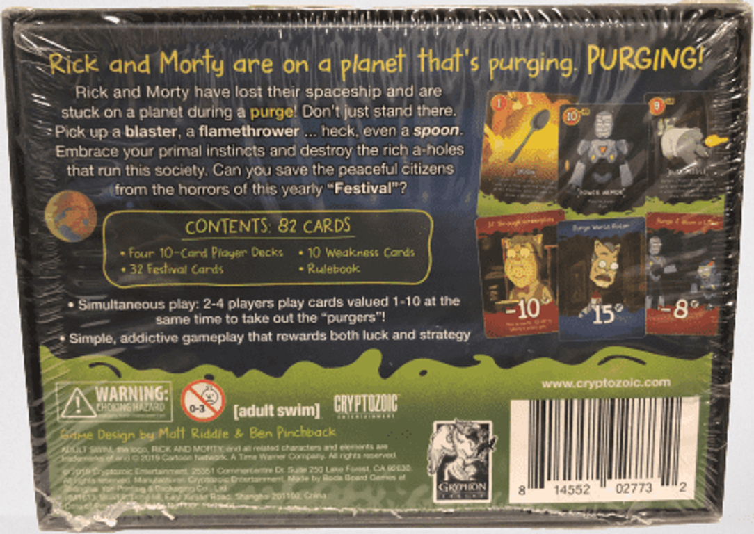 Rick and Morty: The Look Who's Purging Now Card Game back of the box