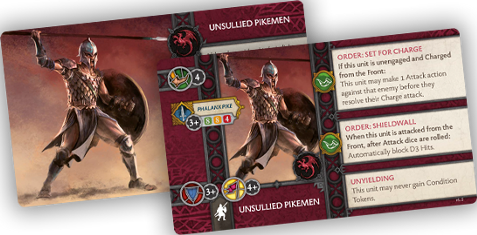 A Song of Ice & Fire: Tabletop Miniatures Game – Targaryen Unsullied Pikemen cards