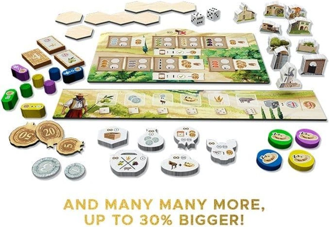 La Granja: Deluxe Master Set – La Granda componenten