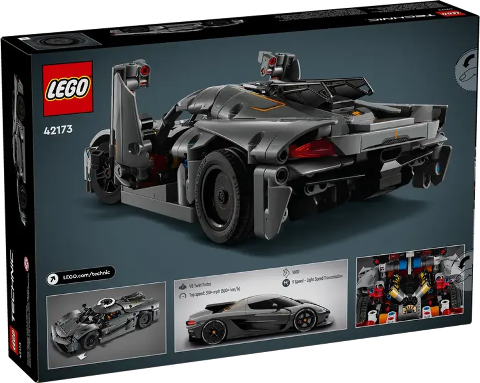 LEGO® Technic Koenigsegg Jesko Absolut Grey Hypercar back of the box
