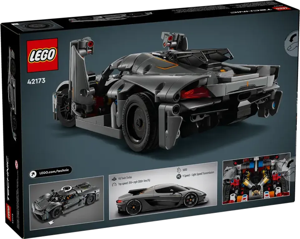 LEGO® Technic Hipercoche Koenigsegg Jesko Absolut Gris parte posterior de la caja