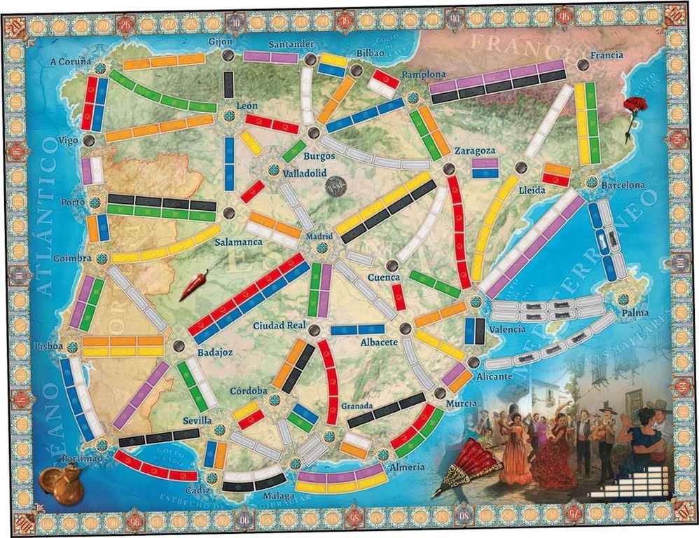 Ticket to Ride Map Collection 8: Iberica & South Korea game board