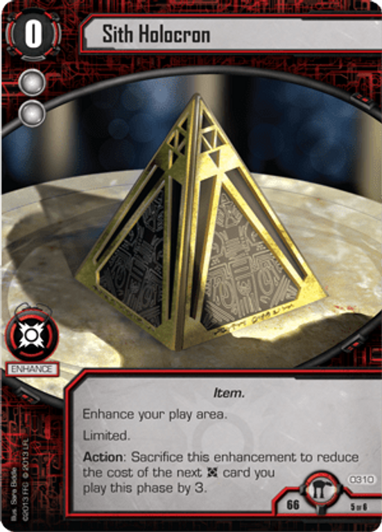 Star Wars: El Juego de Cartas - Huida de Hoth Sith Holocron carta